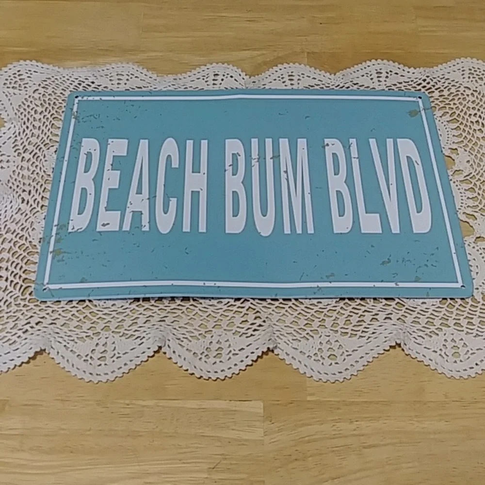 Beach Theme decor, Beach Bum Blvd Metal Sign, NWOT